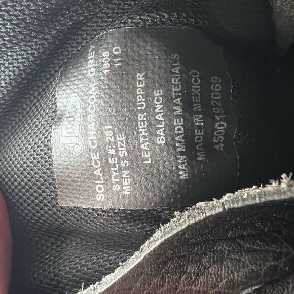 Justin 281 Solace Charcoal Gray Lace Up Akle Chukka Boots Men's Size 11 D - Picture 9 of 9